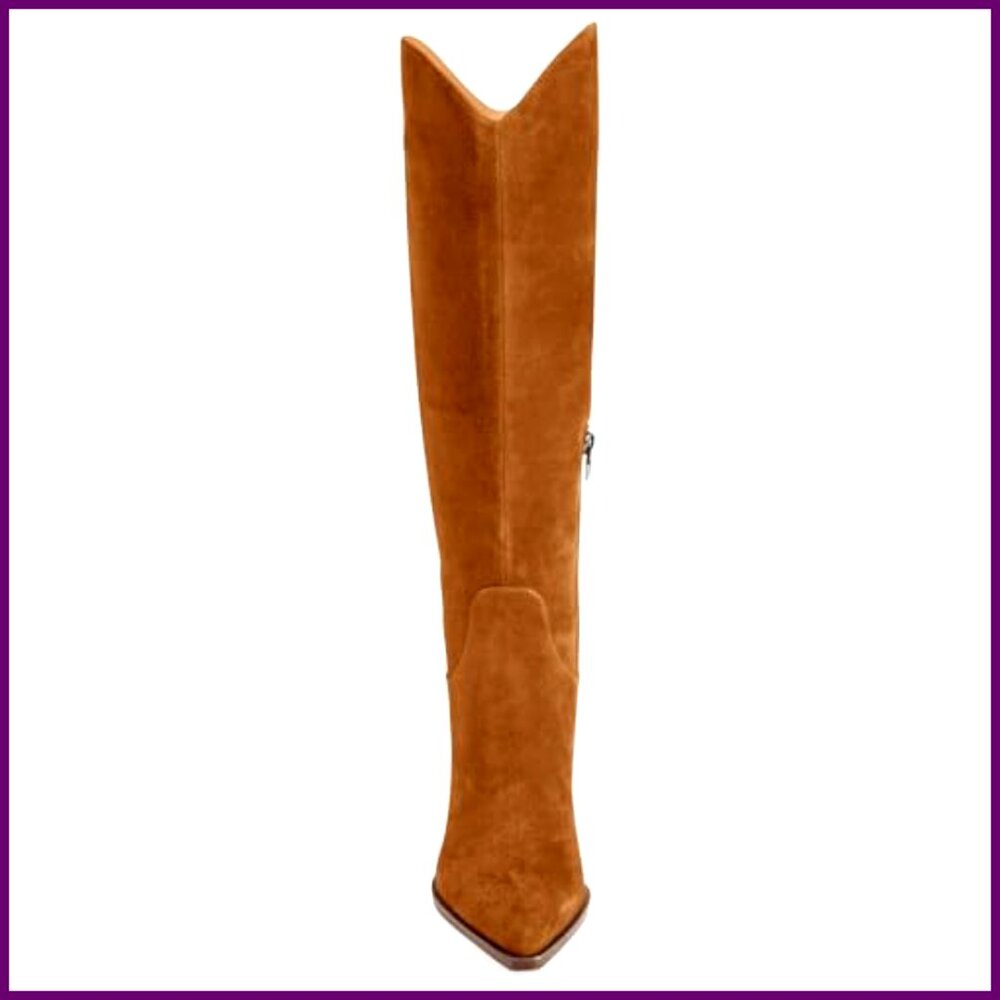 Wide Calf Knee High Boots Kitten Heel Pointed Toe Side Zipper Fall Winter - Picture 5 of 7